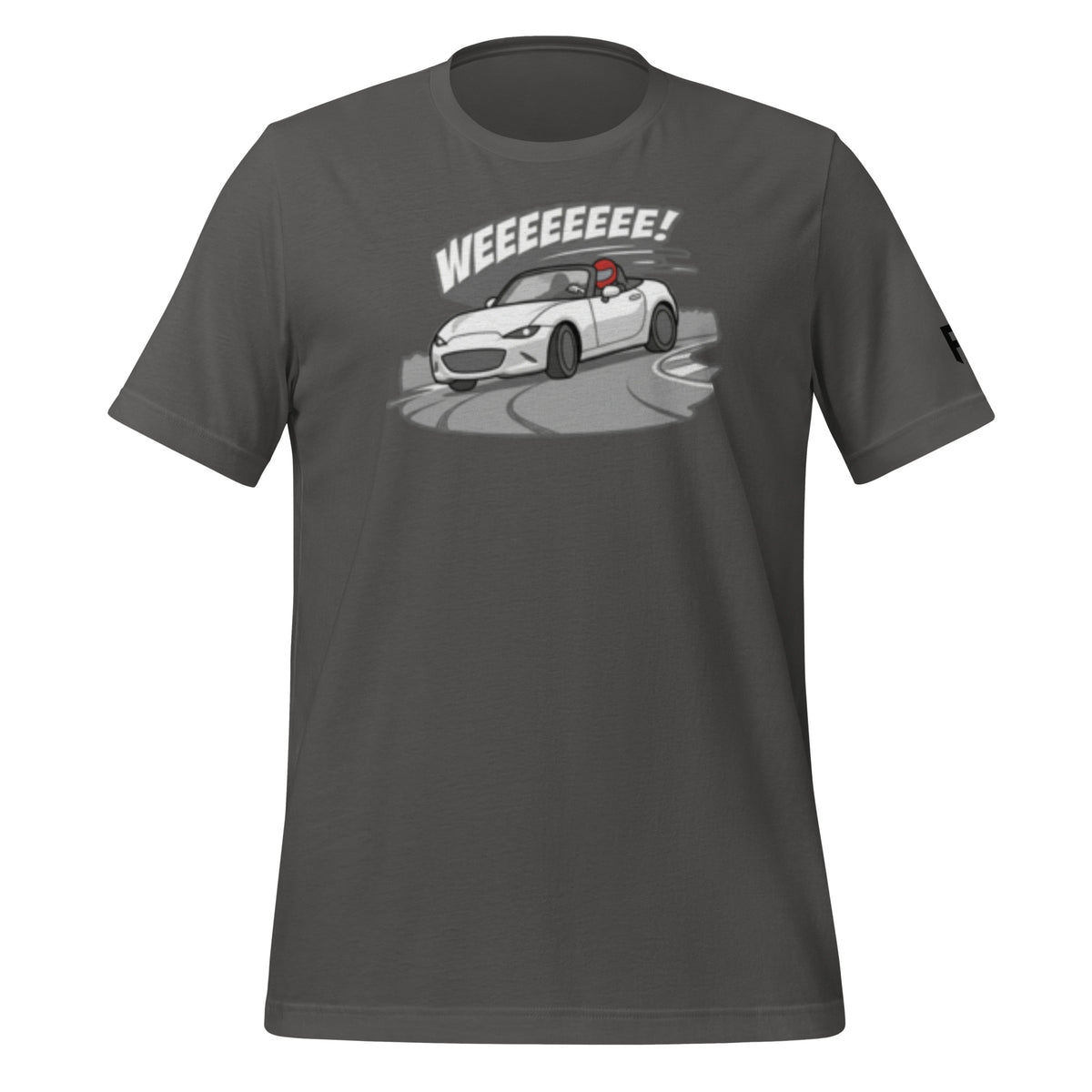 Tee shirt with an ND sports car and the text "Weee!" 