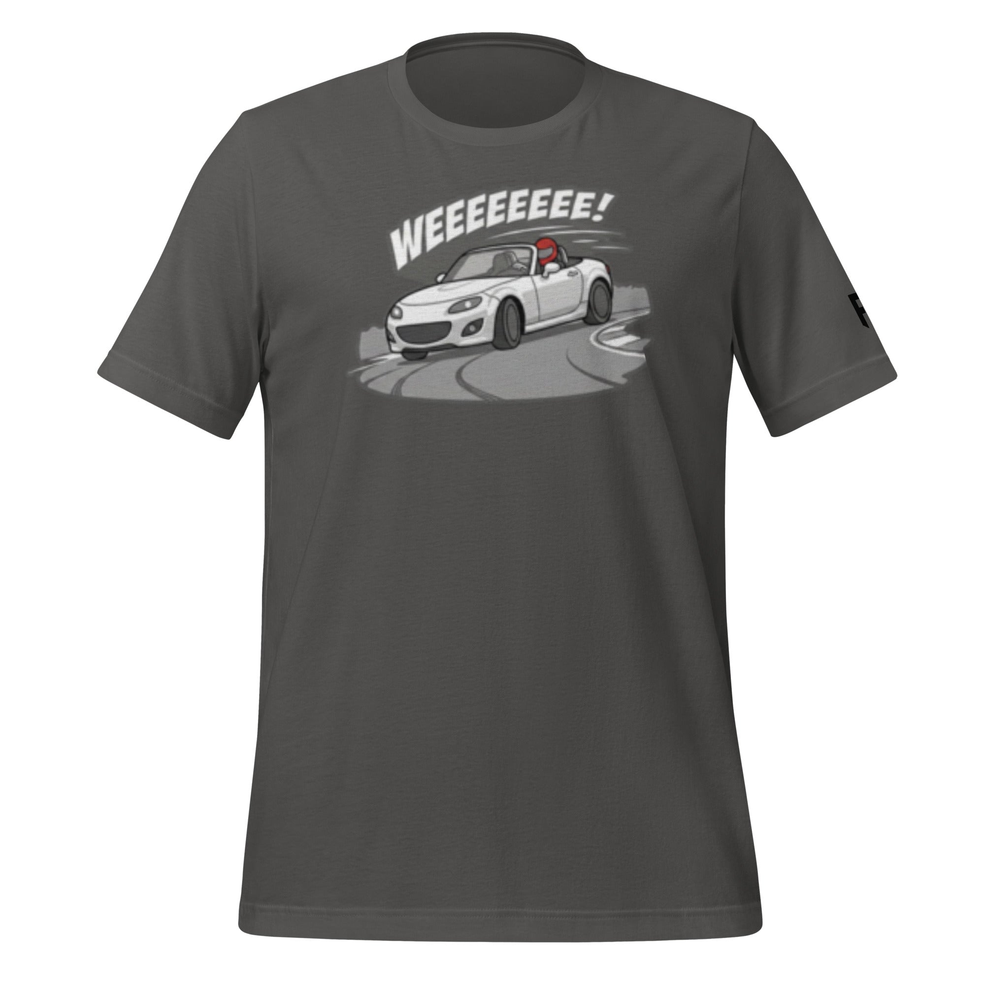 Tee shirt with an NC sports car and the text "Weee!" 