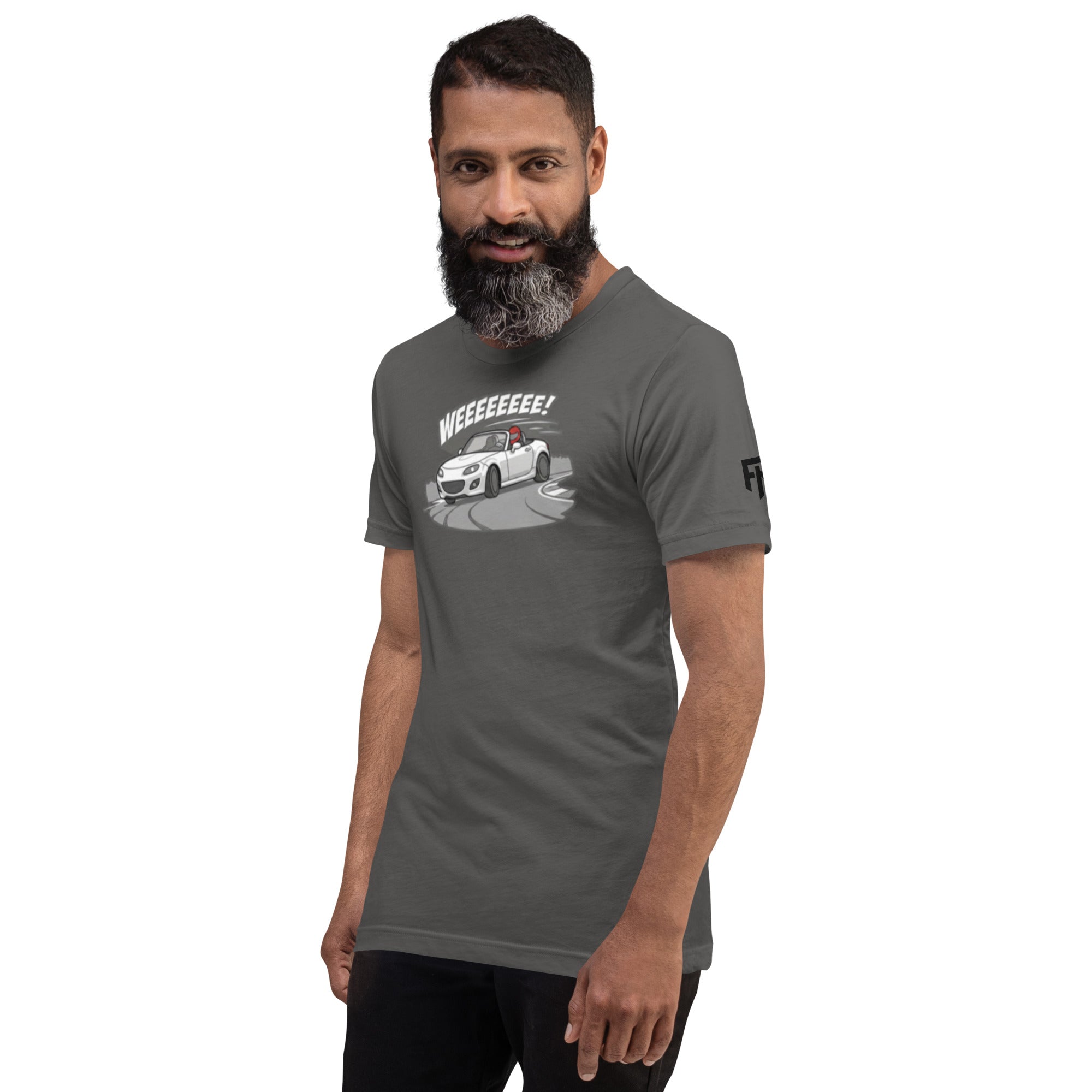 Tee shirt with an NC sports car and the text "Weee!" 