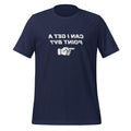 Tee shirt with the words printed in a mirror image. The text read "Can I get a point by?" and there is a finger pointing to the right.