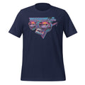 Tee shirt with sunglasses and a 1980s retro style with an air cooled sports coupe from the 80's and text saying "Respect Your Elders"