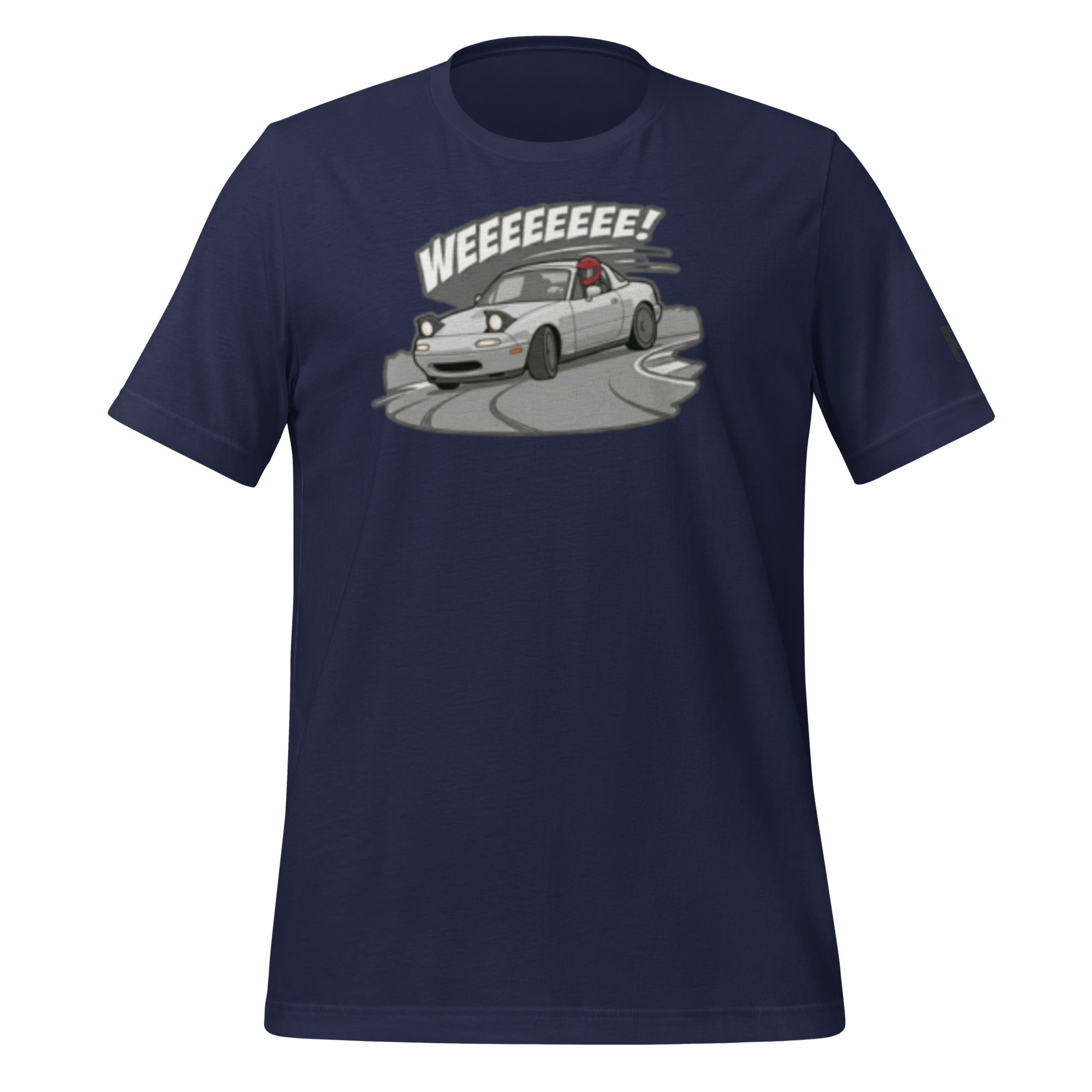 Tee shirt with an NA sports car and the text "Weee!" 