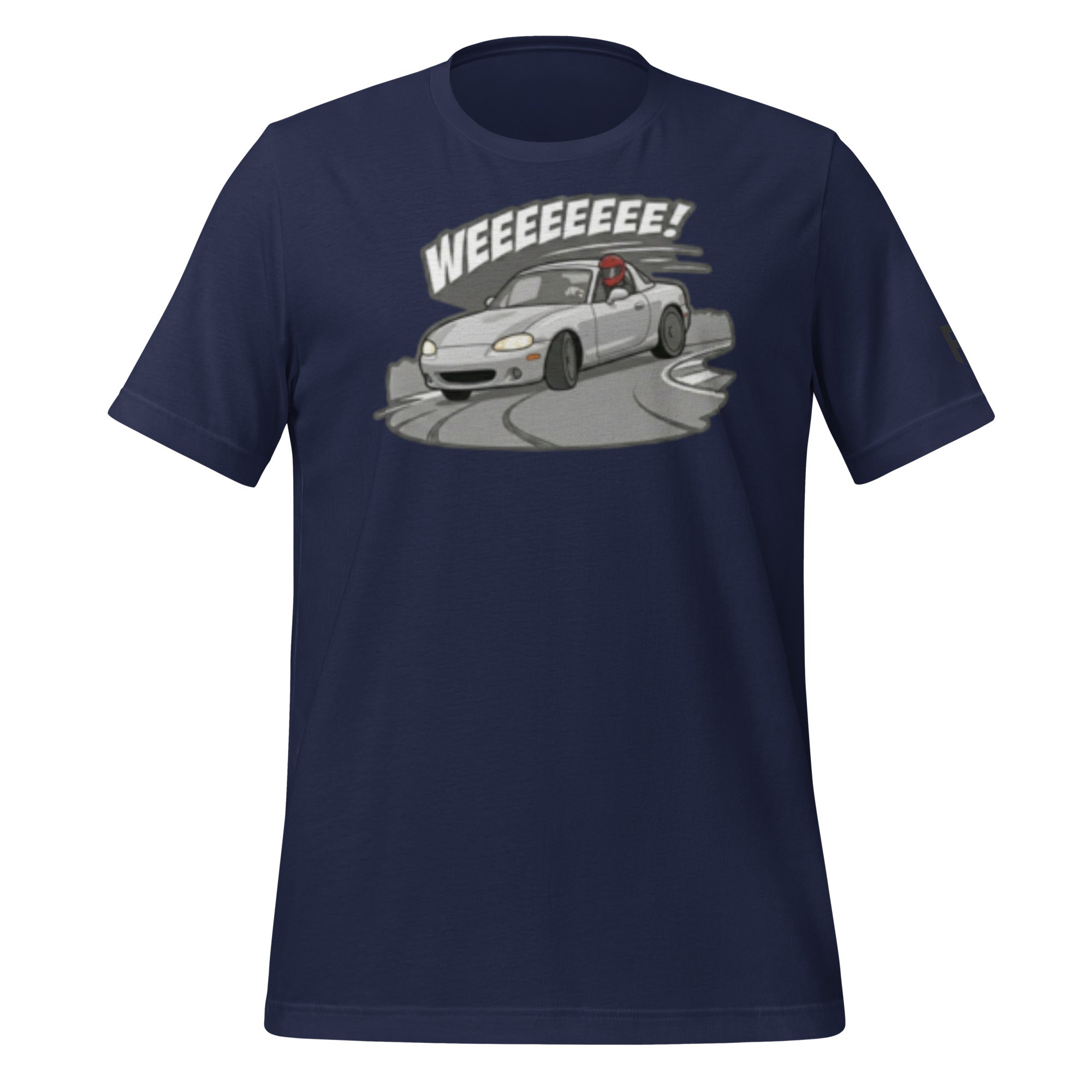Tee shirt with an NB sports car and the text "Weee!" 