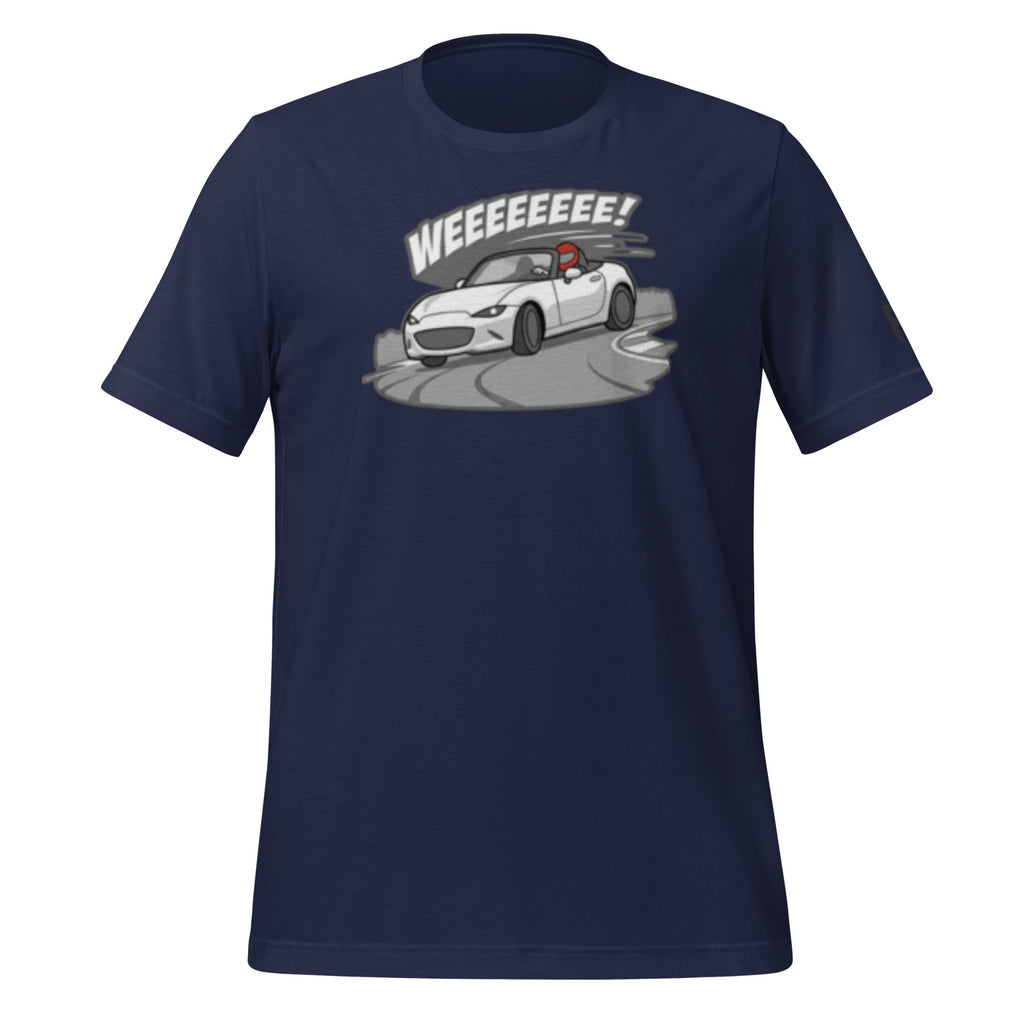 Tee shirt with an ND sports car and the text "Weee!" 