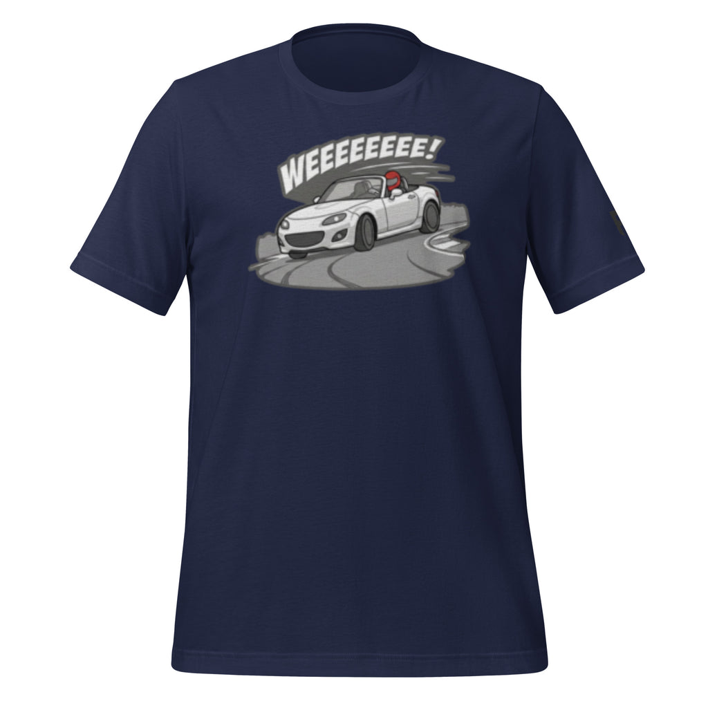 Tee shirt with an NC sports car and the text "Weee!" 
