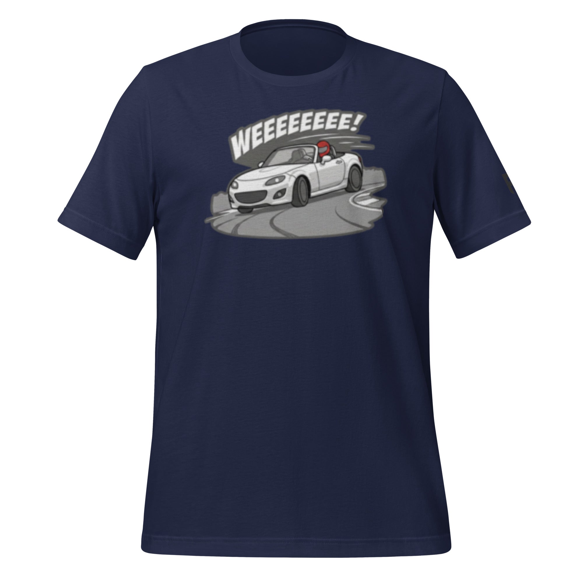 Tee shirt with an NC sports car and the text "Weee!" 