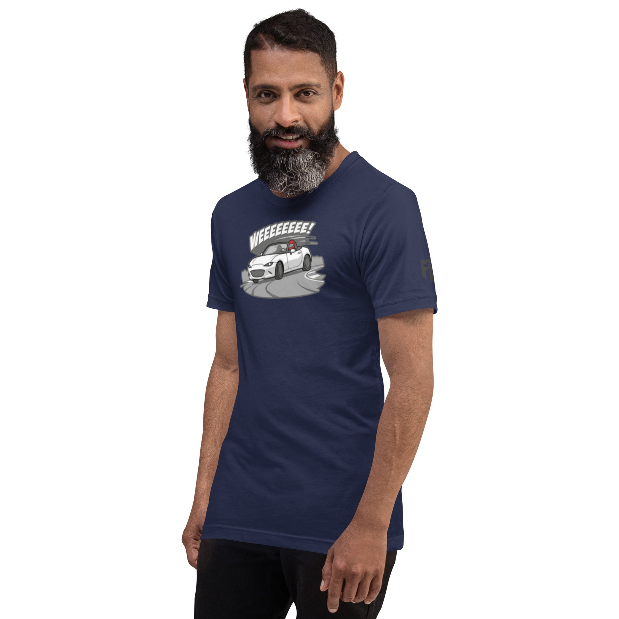 Tee shirt with an ND sports car and the text "Weee!" 