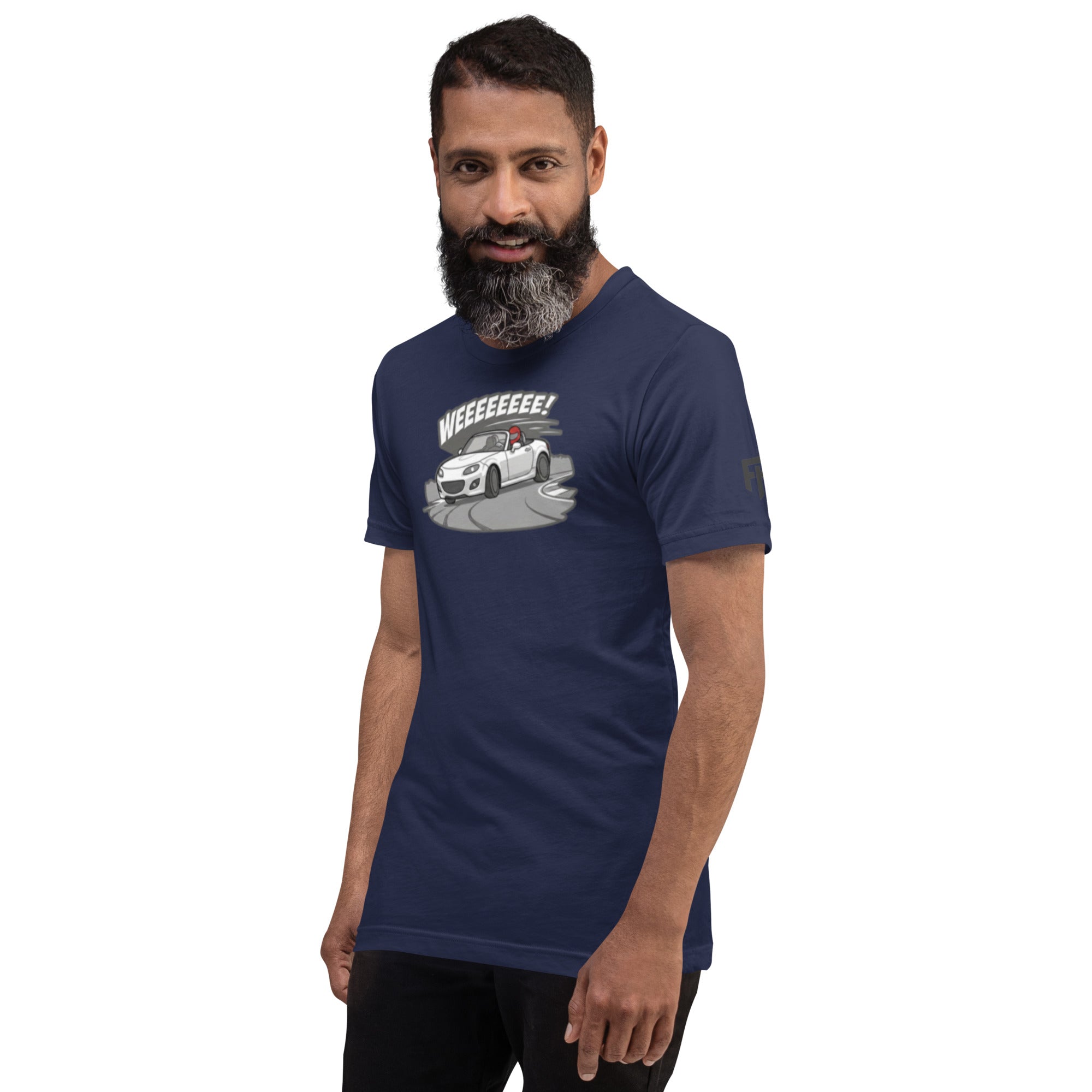 Tee shirt with an NC sports car and the text "Weee!" 
