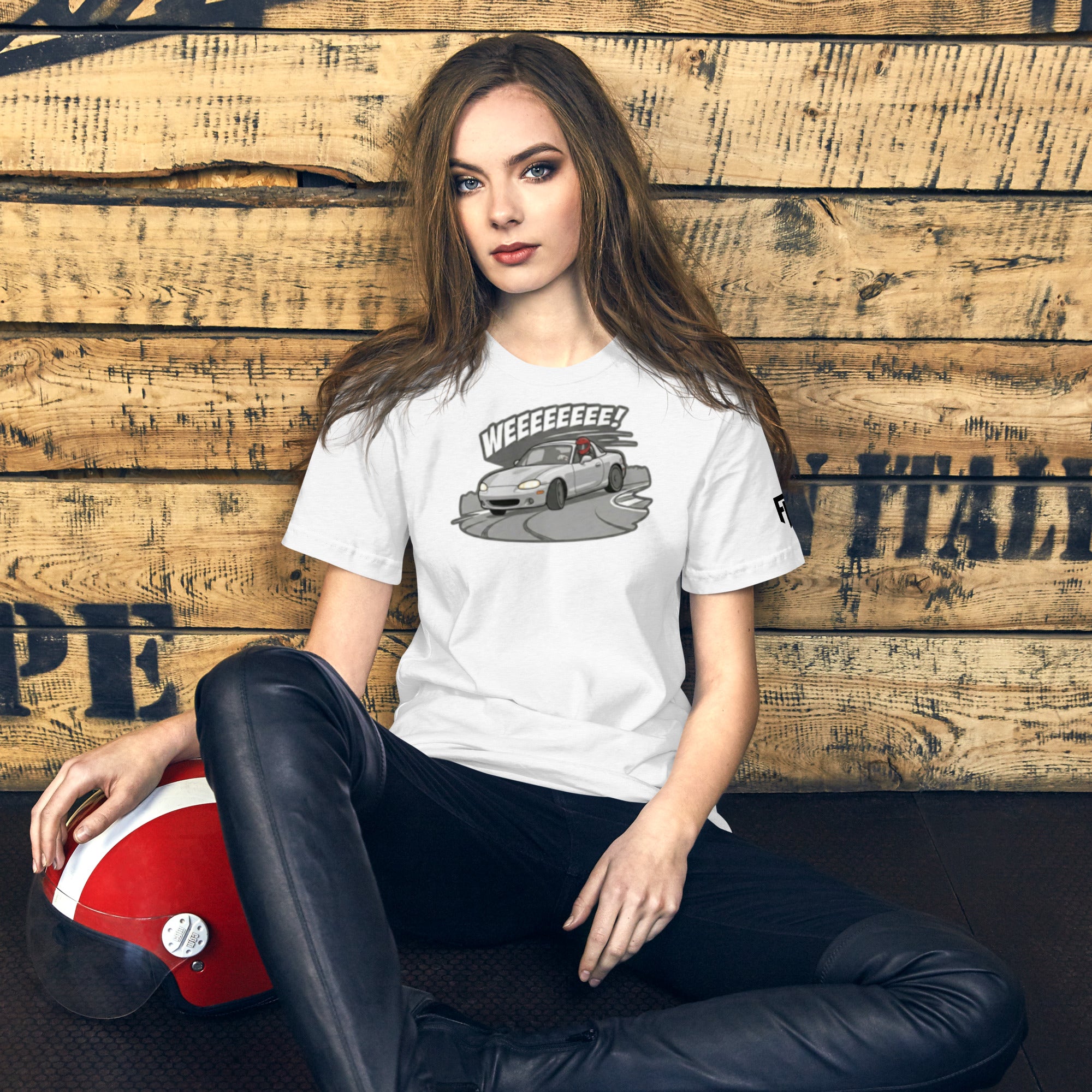 Tee shirt with an NB sports car and the text "Weee!" 